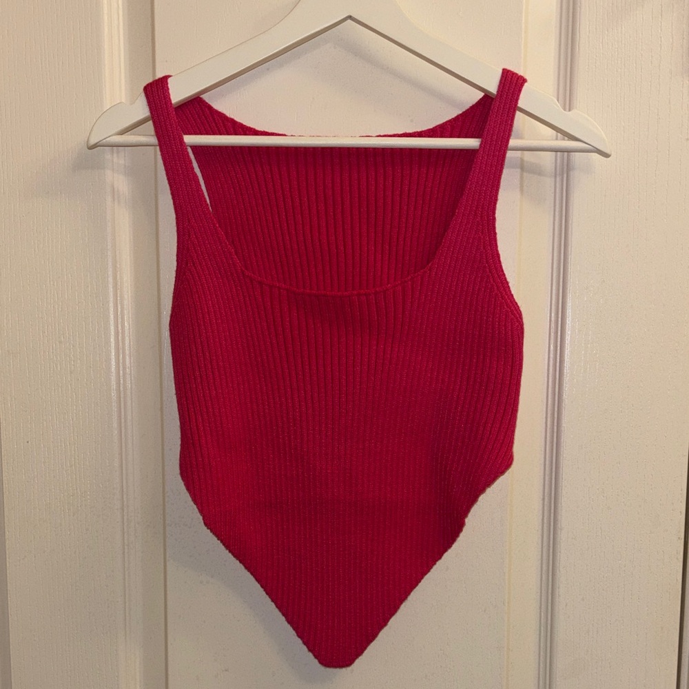 SHEIN Red Ribbed Crop Top